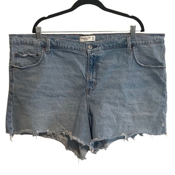 Abercrombie & Fitch- The Dad Short High Rise Frayed Hem Denim Zip Fly Size 36/22 - Picture 2 of 14
